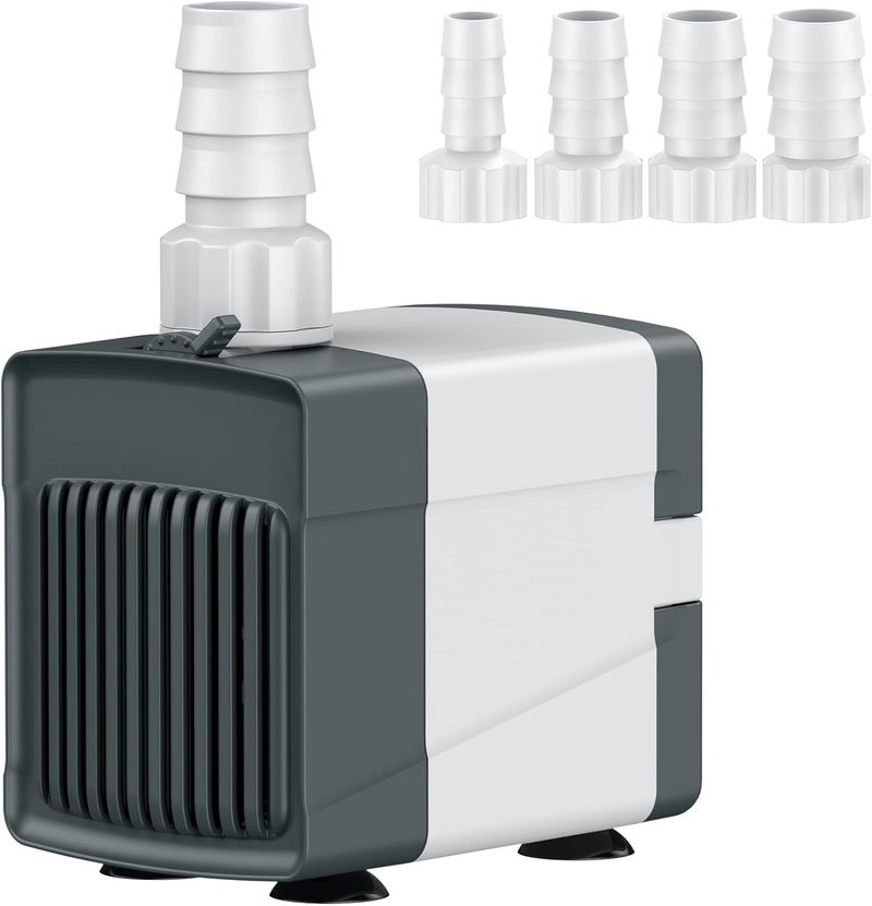 Pawfly 210 GPH Fountain Pump, 15 W Submersible Water Pump with 5.2 ft. High Lift and 4 Nozzles, Quiet Water Fountain Pump for Aquarium Fish Tank Waterfall Pond & Hydroponics - Image 1